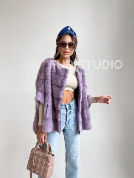 Свитер из меха норки в лавандовом оттенке - фото 2