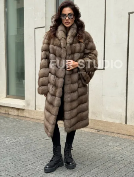 Шуба из натуральной куницы - фото 0