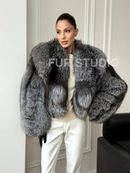 Кроп-шуба из чернобурой лисы - фото 12