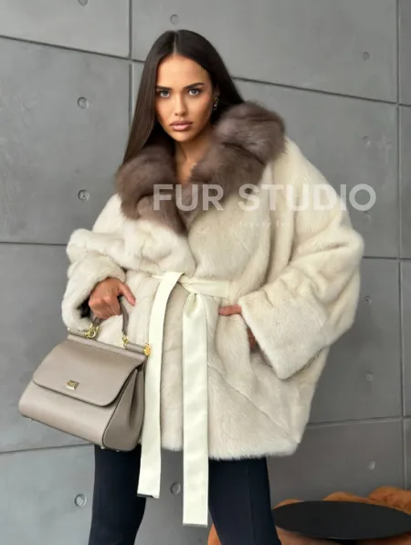 Норковая шуба - куртка с мехом куницы - фото 9