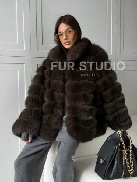 Шуба из натурального песца под соболь - фото 14