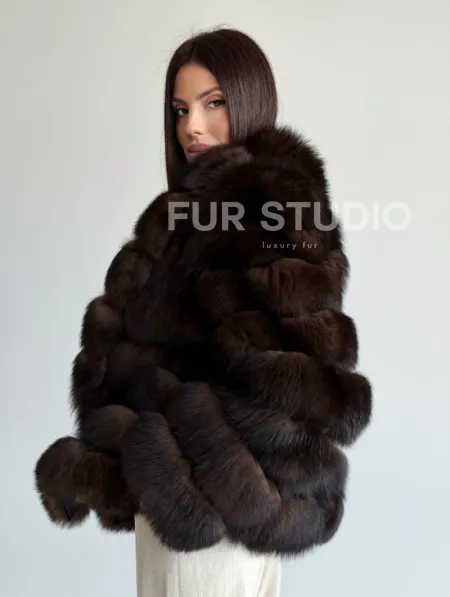 Шуба песцовая под соболь - фото 0