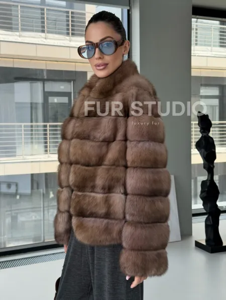 Полушубок из соболя «Тортора графит» - фото 6