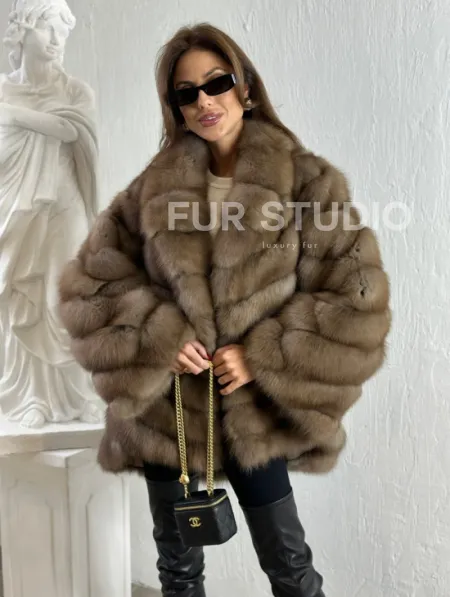 Жакет из куницы с шалью - фото 2