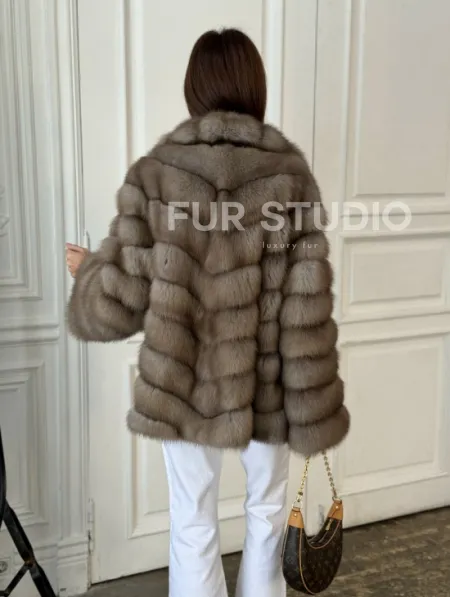 Шуба из куницы воротник английский - фото 2