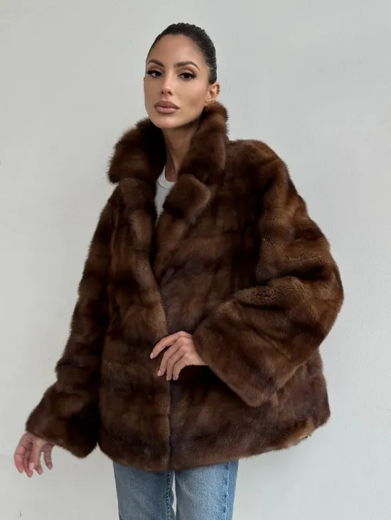 Шуба автоледи из соболиной норки, цвет соболь - фото 8