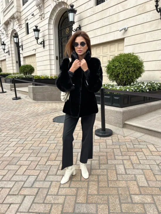 Черная короткая шуба из аукционной норки NAFA - фото 5