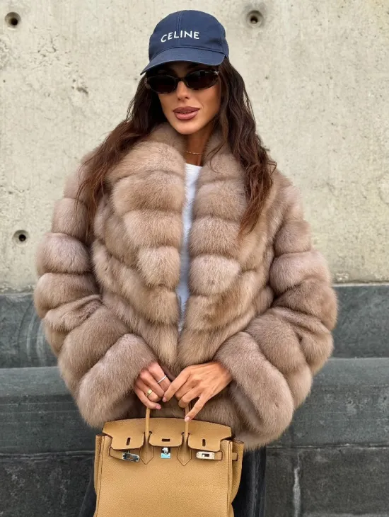 Шуба из куницы в цвете тор-тор - фото 0