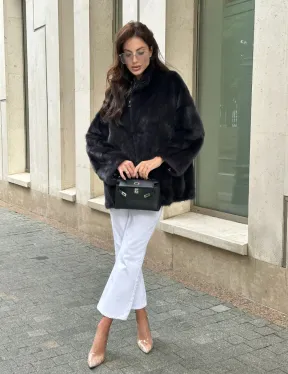 Норковый полушубок - графит - фото 8