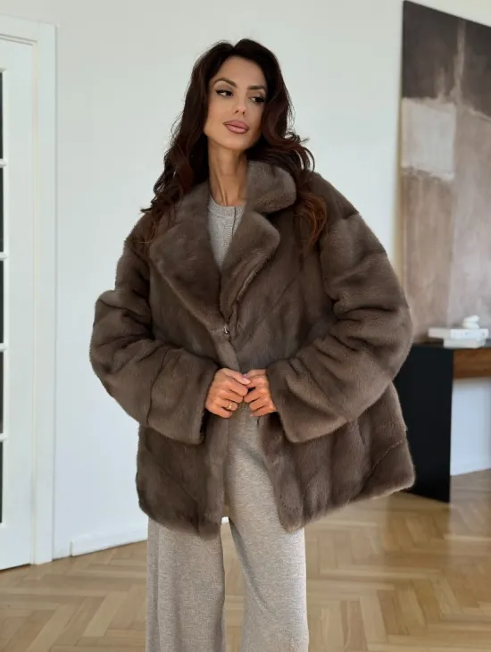 Шуба сasual art из меха норки lavender - фото 10