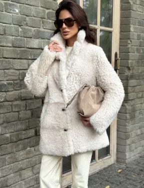 Женская дубленка - мех тиградо - фото 5