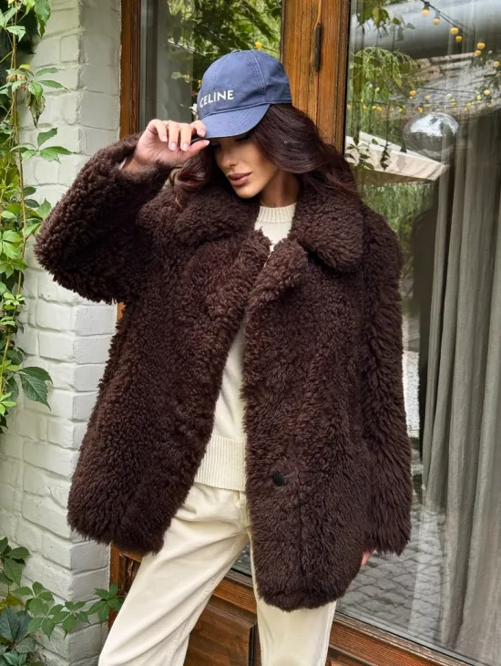 Дубленка двухсторонняя женская - цвет коричневый - фото 9