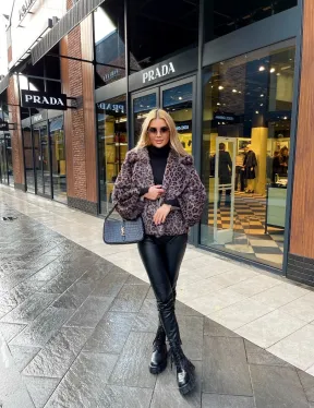 Полушубок из экомеха леопард - фото 2