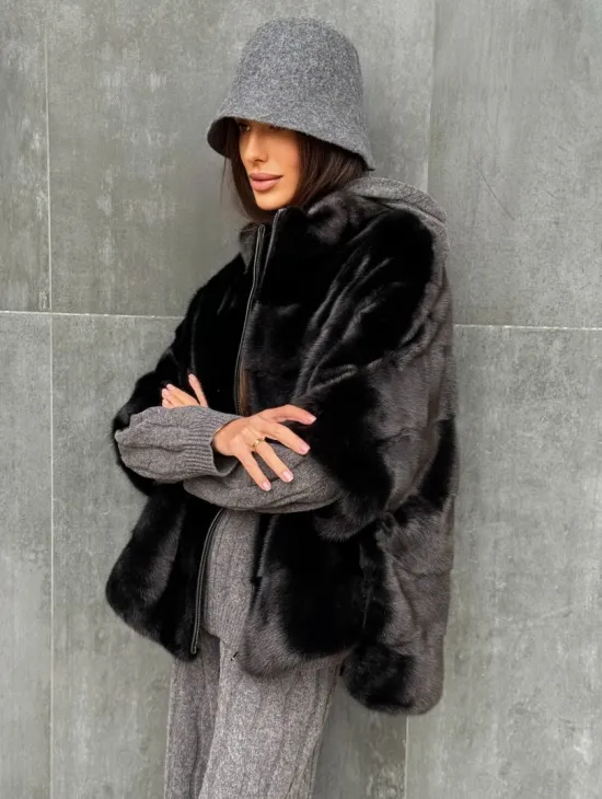 Черная норковая кофта - фото 5