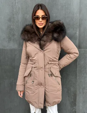 Пуховик с капюшоном - финский песец - фото 0