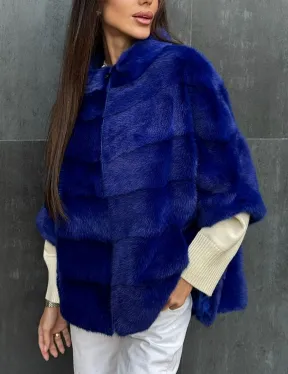 Синяя норковая кофта на молнии - фото 2