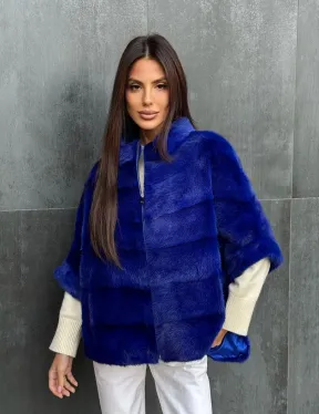 Синяя норковая кофта на молнии - фото 6