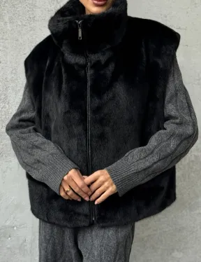 Черная норковая жилетка - фото 2