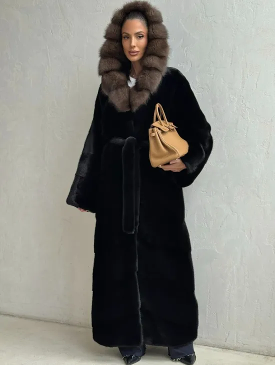 Длинная шуба из аукционного меха норки SAGA FURS - фото 3