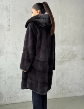 Женская норковая шуба с капюшоном - фото 6