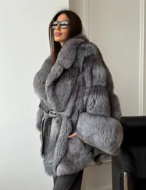 Шуба - пончо из лисы - фото 12
