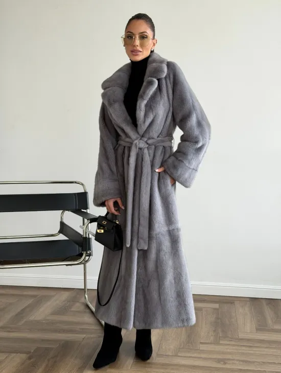 Голубая норковая шуба - фото 8