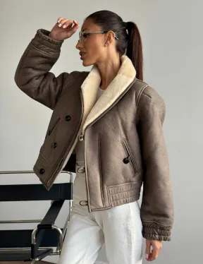 Короткая дубленка - воротник шаль - фото 10