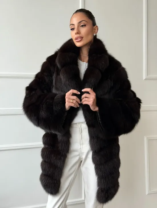 Шуба из куницы английский воротник - фото 9