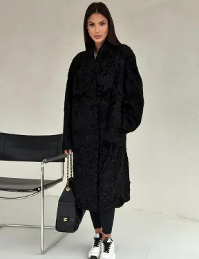 Черная шуба из каракуля - фото 0