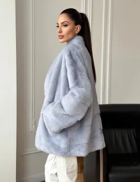 Голубая норковая шуба - жакет - фото 9