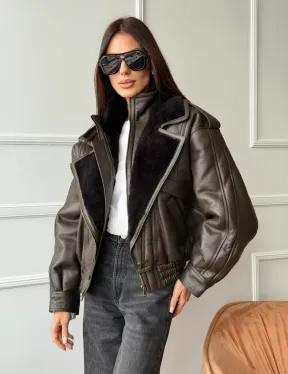 Стильная куртка - дубленка из овчины - фото 9