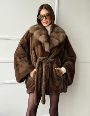 Полушубок автоледи норковый - воротник куница - фото 11