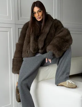 Кроп-шуба из меха песца - фото 0