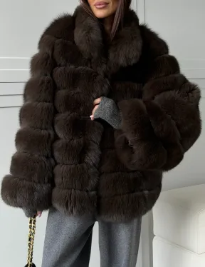 Шуба из натурального песца под соболь - фото 2