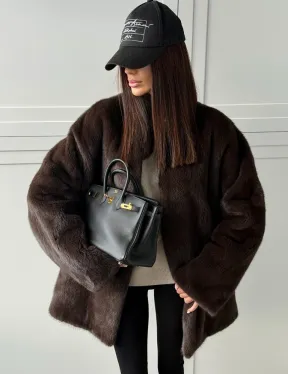 Куртка из норки с V - образным воротом - фото 7