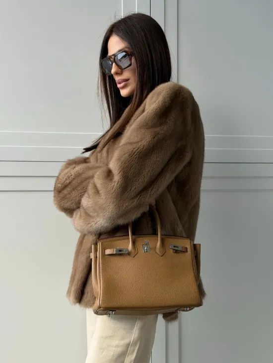 Женский норковый полушубок пастель - фото 10