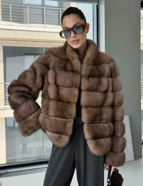 Полушубок из соболя «Тортора графит» - фото 9