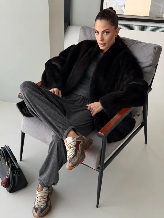 Модный норковый жакет «тренд 2026» Dark Espresso - фото 0