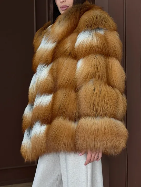Короткая шуба из рыжей лисы - фото 5