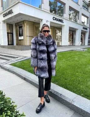 Шуба из меха чернобурой лисы - фото 4