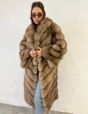 Шуба из меха куницы воротник шаль - фото 5