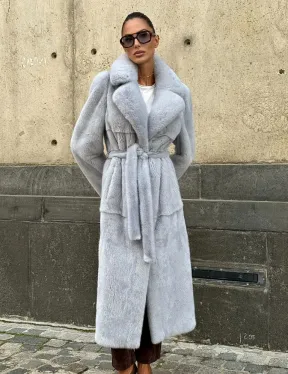 Голубая шуба из плюшевой норки “Velvet” - фото 5